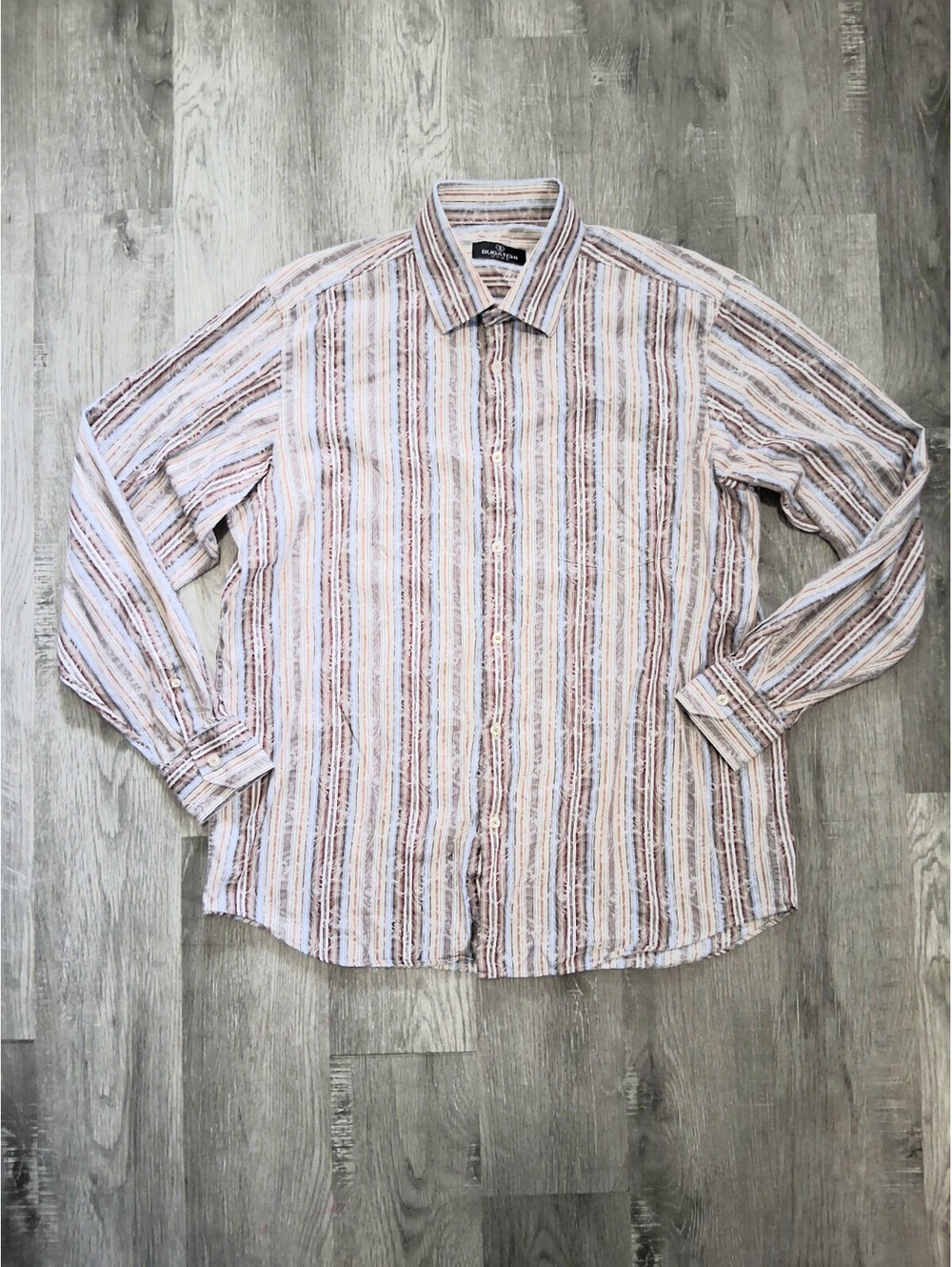 Bugatchi Uomo Men's XL Multicolor Striped Abstract Long Sleeve Button Up Shirt